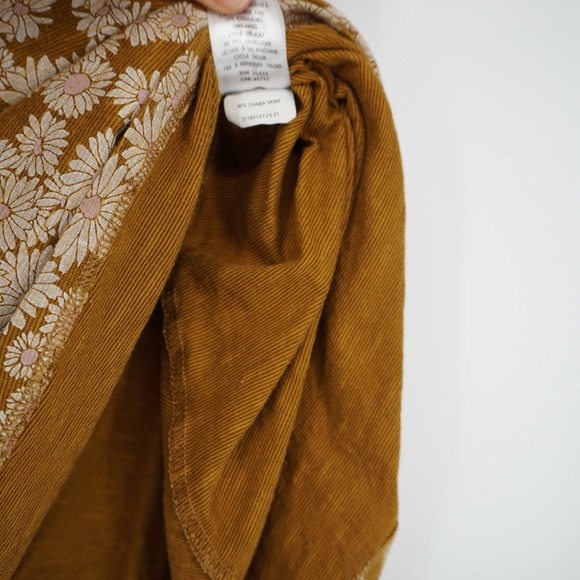 Toad&Co Chaka Skirt Floral Daisies Organic Cotton Blend Mustard Yellow Large - Picture 9 of 11